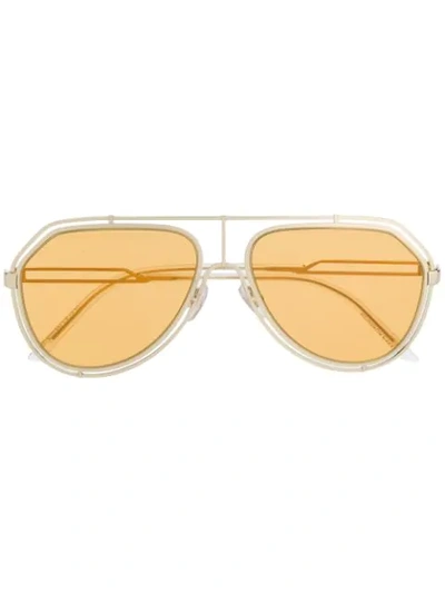 Dolce & Gabbana Orange Lens Aviator Sunglasses In Gold