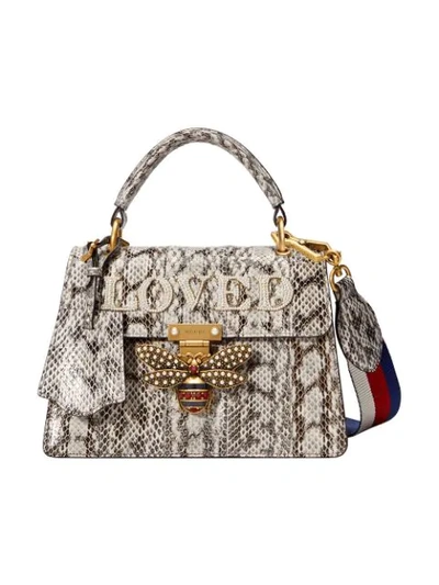 Gucci Queen Margaret Small Snakeskin Top Handle Bag In Neutrals