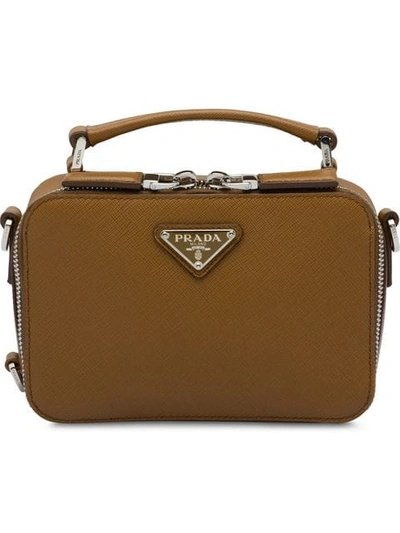 Prada Saffiano Leather Shoulder Bag In Brown