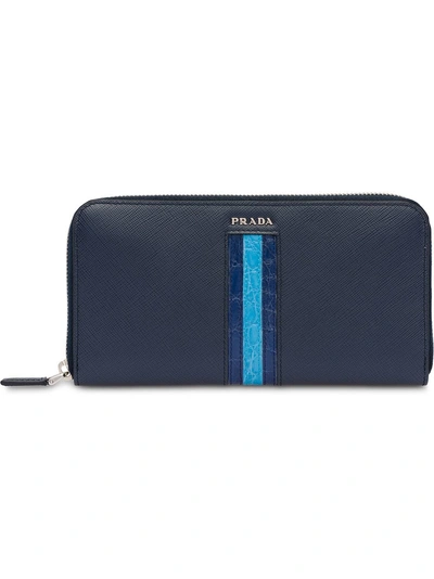 Prada Portemonnaie Mit Krokodilleder In Blau