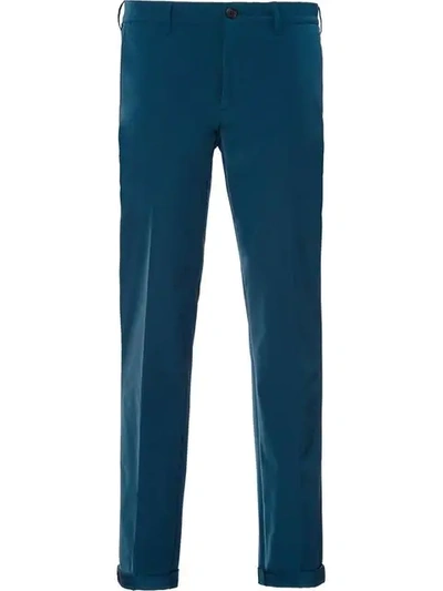 Prada Light Stretch Techno Fabric Trousers In Blue