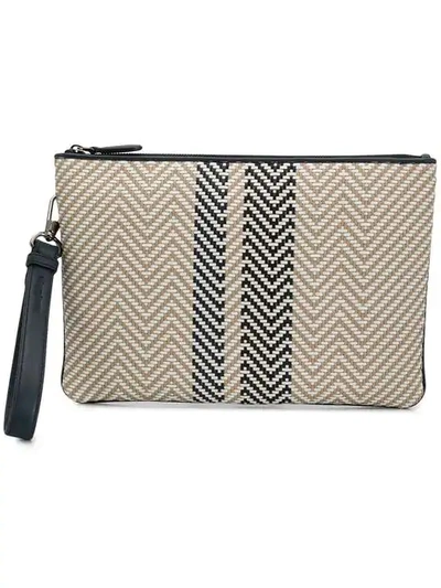 Ermenegildo Zegna Zig Zag Woven Clutch In Blue