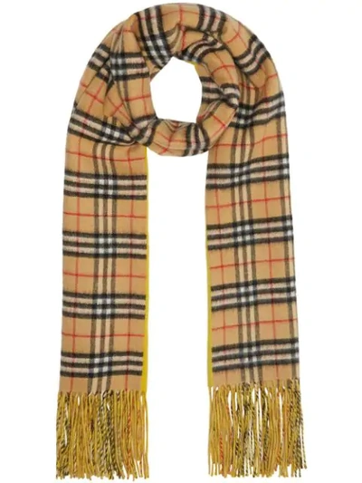Burberry Colour Block Vintage Check Cashmere Scarf In Gelb