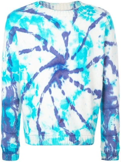 The Elder Statesman Tie Dye Sweater In Blue