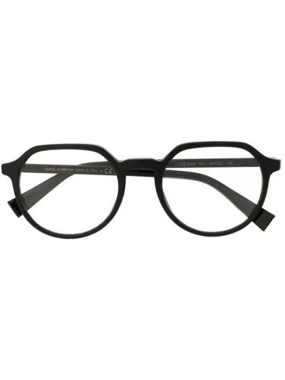 Dolce & Gabbana Round Frame Glasses In Black