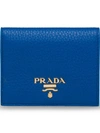 Prada Small Leather Wallet In Blau