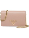 Prada Schultertasche Aus Saffiano-leder In Pink