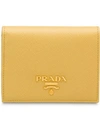 Prada Metal Logo Plaque Wallet In Gelb