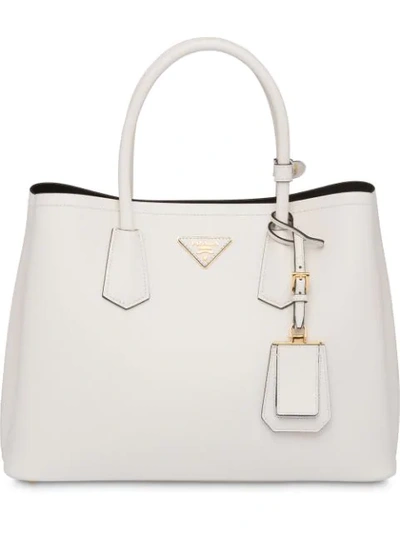 Prada Double Medium Tote In White