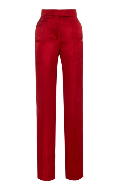 Helmut Lang Satin Tuxedo Skinny Pants In Red