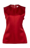 Helmut Lang Fitted Satin Top In Red