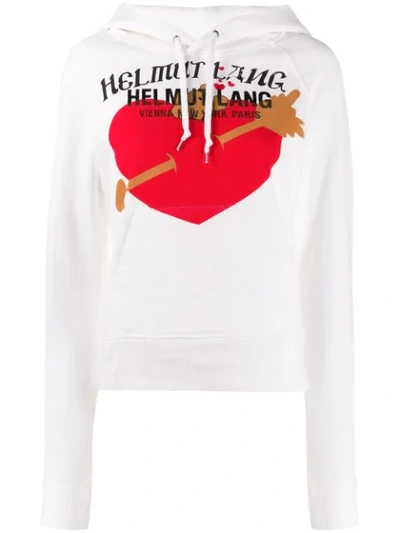 Helmut Lang Valentine Cotton Hoodie In White