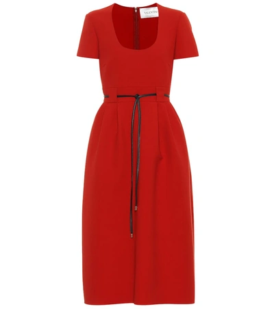 Valentino Virgin Wool Midi Dress In Red