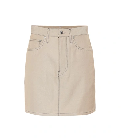 Helmut Lang Cotton-blend Denim Miniskirt In Beige