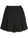Vince High-rise Pleat-front Shorts In Black