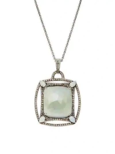 Bavna Sterling Silver, Multicolored Sapphire & Diamond Pendant Necklace