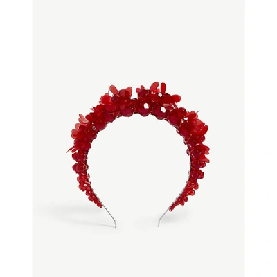 Simone Rocha Floral Crystal Tiara In Red