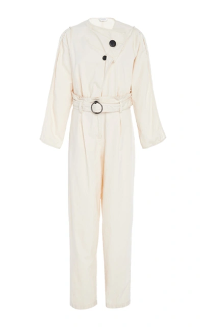 Sea Utilitarian Belted Cotton-blend Straight-leg Jumpsuit In White