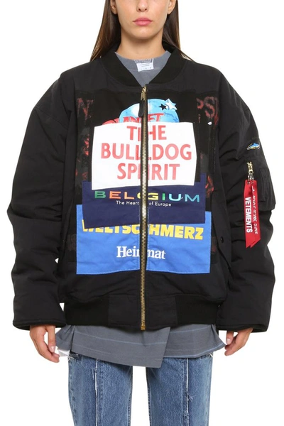 Vetements Reversible Bulldog Spirit Bomber Jacket In Multi