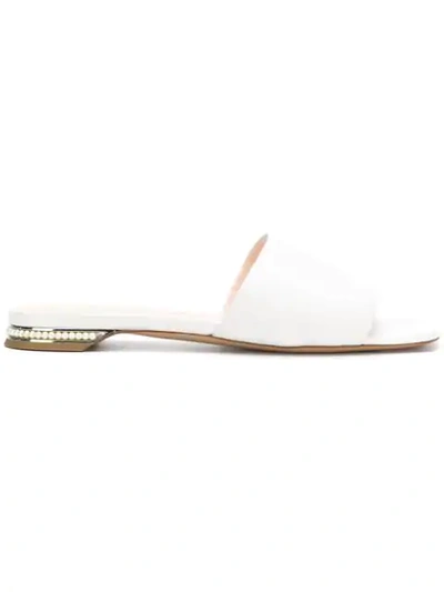 Nicholas Kirkwood Casati Flat Pearly-heel Slide Sandals In W04 White