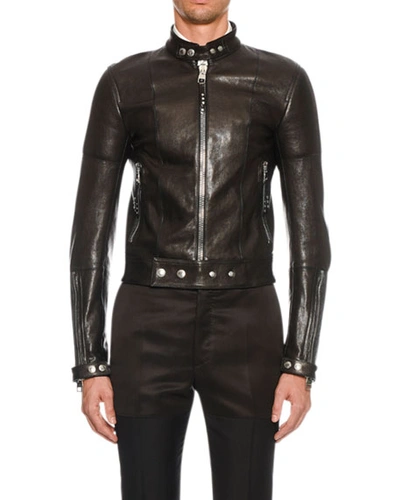 Alexander Mcqueen Men's Leather Biker Jacket In Black