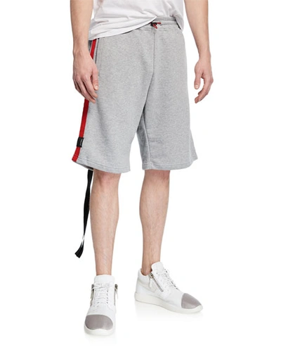Ben Taverniti Unravel Project Men's Side-stripe Sweat Shorts In Medium Gray