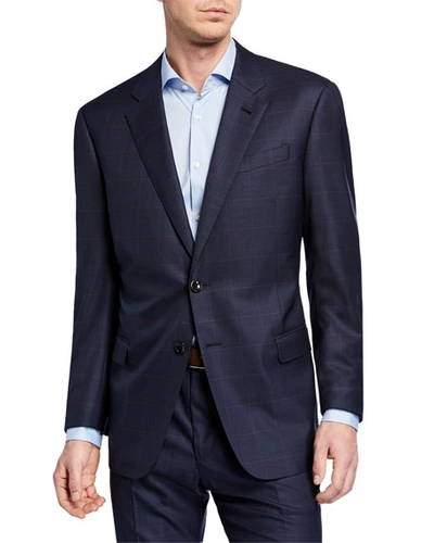 Giorgio Armani Men's Plaid Super 180s Wool Two-piece Suit In Navy