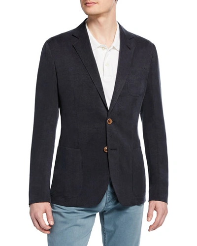 Giorgio Armani Men's Tonal Pinstripe Cupro Two-button Jacket In Gray