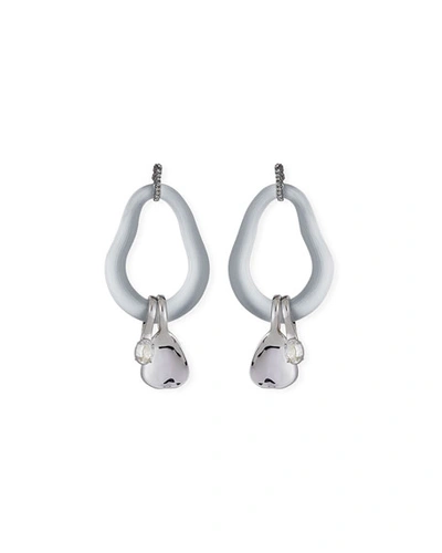 Alexis Bittar Organic Link Earrings W/ Crystal Drops, Silver