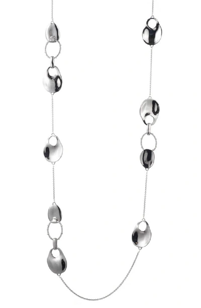 Alexis Bittar Liquid Link Station Necklace With Crystals In Silver