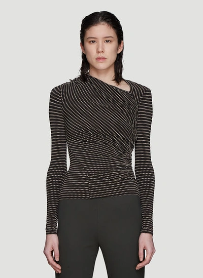 Atlein Striped Boat Neck T-shirt In Black