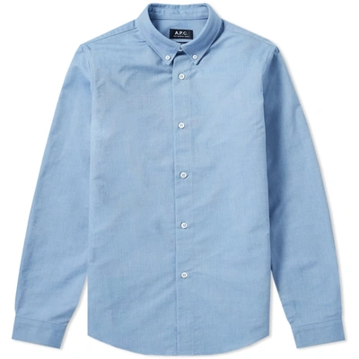Apc A.p.c. Button Down Oxford Shirt In Blue