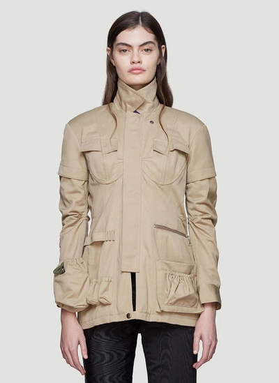 Marine Serre Military Structured Jacket In Khaki