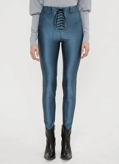 Ben Taverniti Unravel Project Lace-up Seam Skinny-fit Pants In Blue