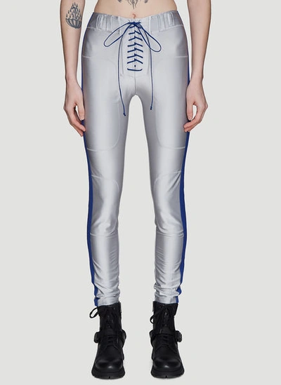 Ben Taverniti Unravel Project Lace-up Metallic Pants In Silver In Grey