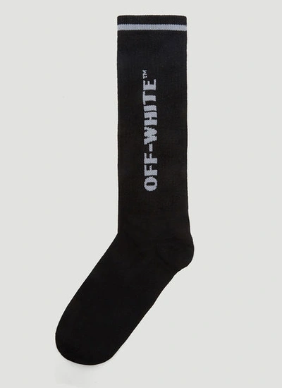 Off-white Lurex Checkerboard Socks In Black