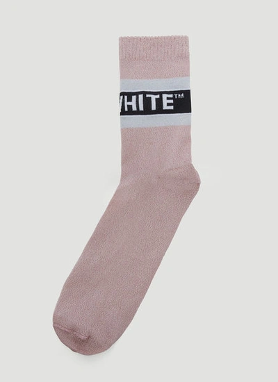 Off-white Lurex Logo Socks In Pink