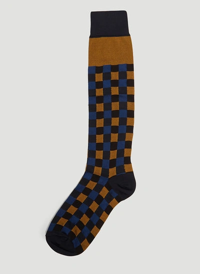 Marni Vichy Check Socks In Blue