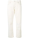 Marni Cropped Stitch Detail Jeans In White In Neutrals