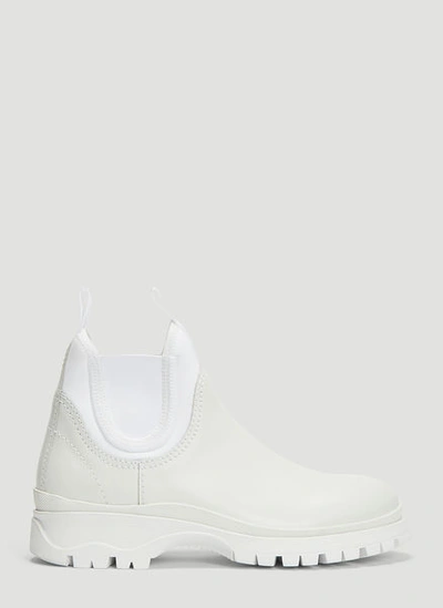 Prada Rodeo Neoprene Chelsea Boots In White