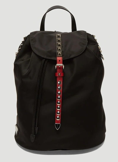 Prada Nylon Stud Backpack In Black