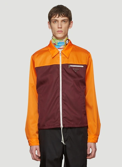 Prada Nylon Gabardine Zip Jacket In Orange | ModeSens