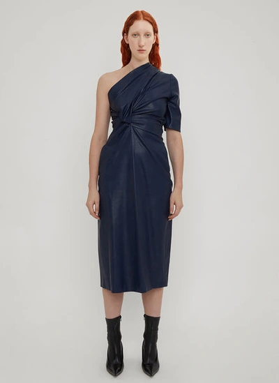 Stella Mccartney Asymmetric Sleeve Dress In Navy