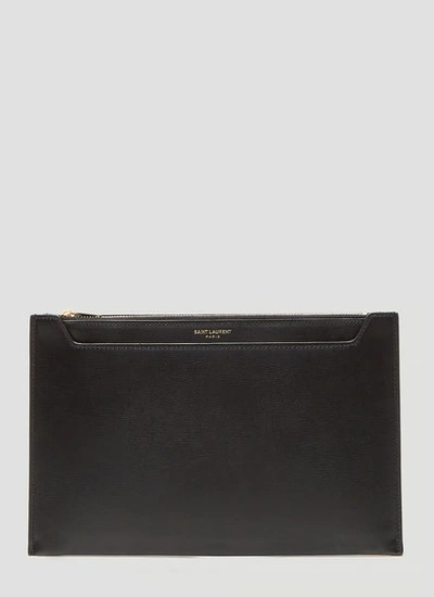 Saint Laurent Catherine Leather Pouch In Black
