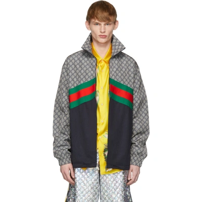 Gucci Multicolor Oversized Technical Track Jacket In Grey