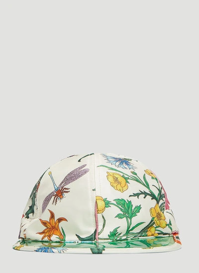Gucci Floral Print Visor Cap In White