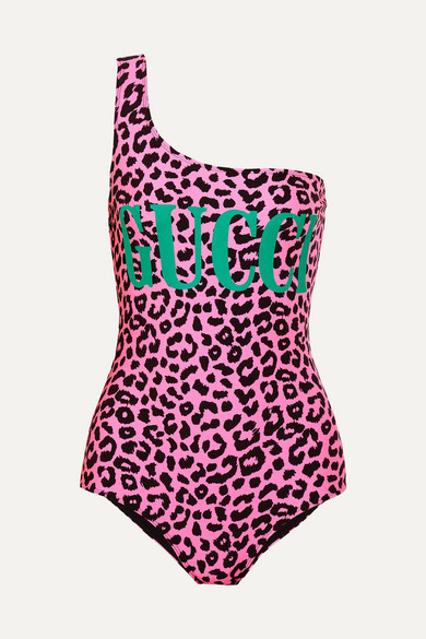 Gucci Leopard Print Sparkling Swimsuit In Pink | ModeSens