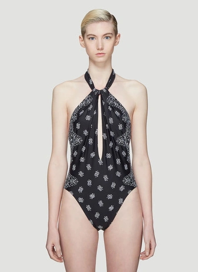 Saint Laurent Bandana Print Swimsuit In Black