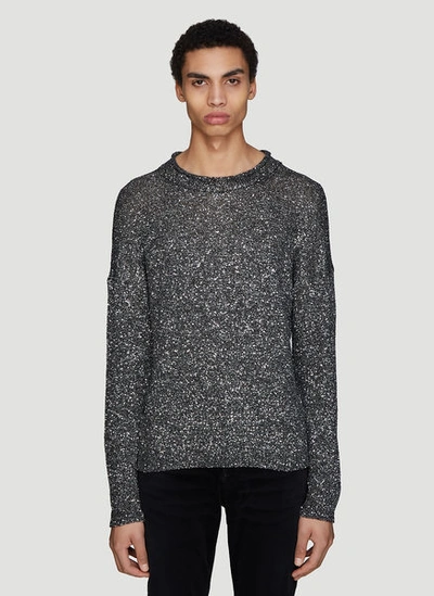 Saint Laurent Glitter Knit Sweater In Silver