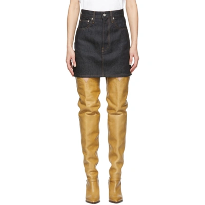 Helmut Lang Femme Hi Denim Mini Skirt In Denim-drk